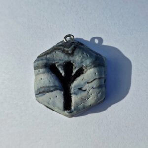 Algiz "Marble Stone" Clay Rune Pendant