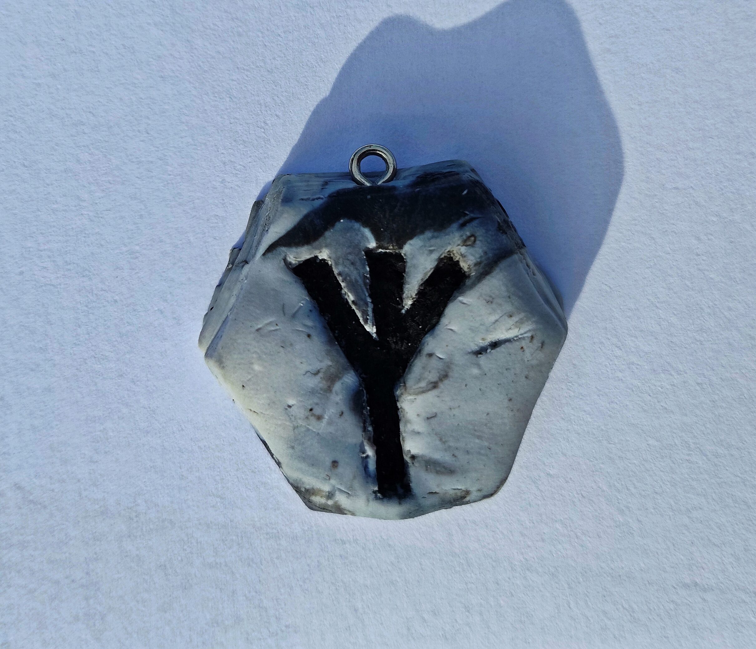 Algiz "Marble Stone" Clay Rune Pendant