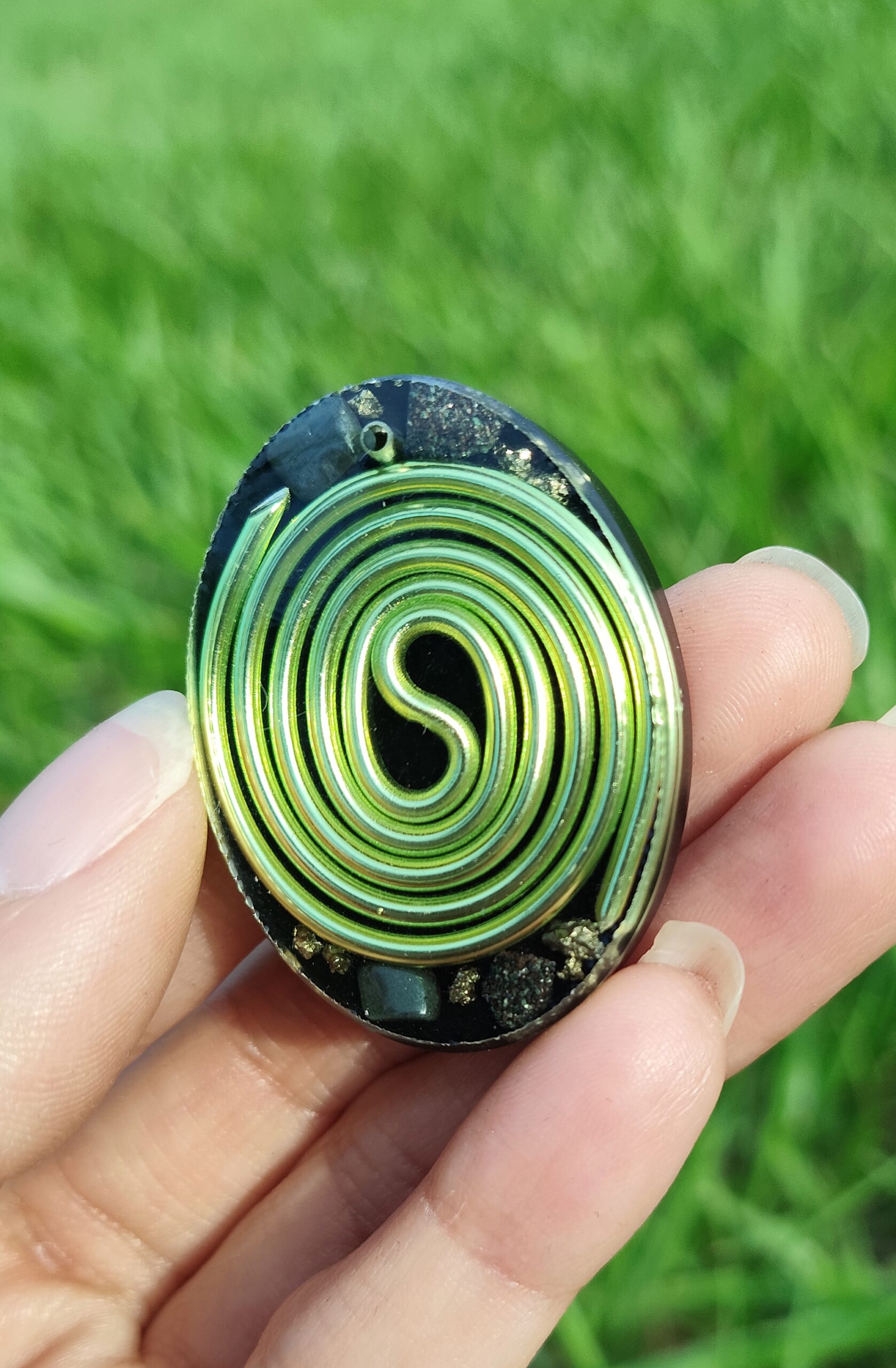 Green Shungite Orgonite Pendant