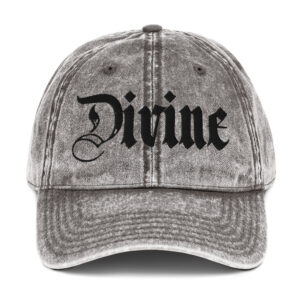 Divine Vintage Black Embroidery Cotton Twill Cap