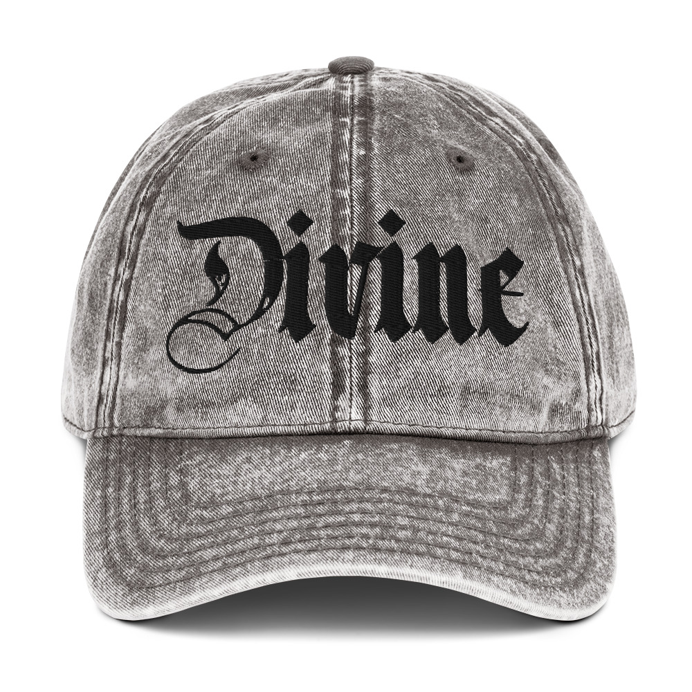 Divine Vintage Black Embroidery Cotton Twill Cap